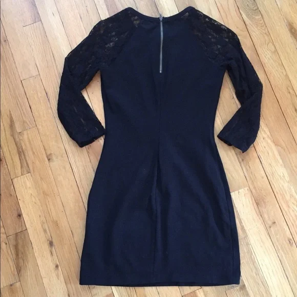Express Lace Sleeved Black Dress Sz S - Picture 3 of 5